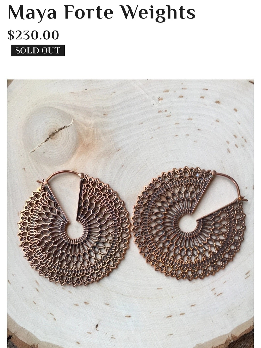 Maya Jewelry Copper Weighted Earrings